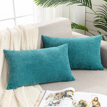 GAWAMAY Decorative Square Throw Pillow Covers 18"x18" Inch Set of 2, Super Soft Chenille Pillows Cover Fall Pillowcase for Living Room Bedroom Sofa Couch Cushion Cover Navy Blue 45x45cm (Only Covers)