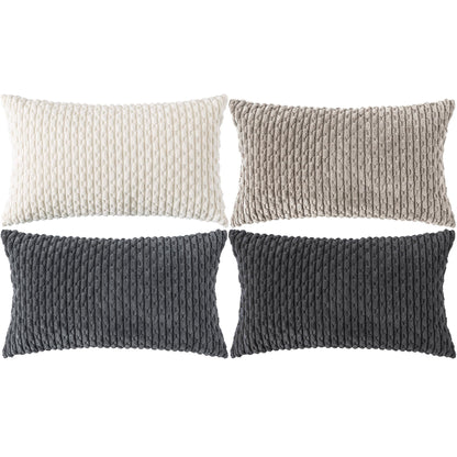 Set of 4 Neutral Decorative Throw Pillow Covers 18x18 Inch Corduroy Pillow Covers for Bed Couch Sofa Living Room Soft Square Cushion Cases