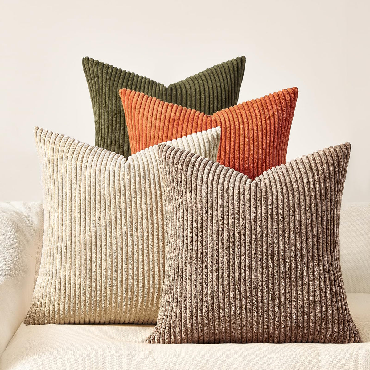 Topfinel Decorative Throw Pillow Covers Cushion Cases, Set of 4 Soft Velvet Modern Double-Sided Designs, Mix and Match for Boho Farmhouse Fall Home Decor (18x18 inch, Orange/Teal)