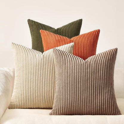 Topfinel Decorative Throw Pillow Covers Cushion Cases, Set of 4 Soft Velvet Modern Double-Sided Designs, Mix and Match for Boho Farmhouse Fall Home Decor (18x18 inch, Orange/Teal)