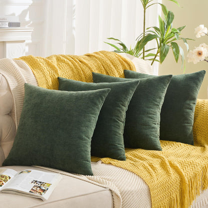 GAWAMAY Decorative Square Throw Pillow Covers 18"x18" Inch Set of 2, Super Soft Chenille Pillows Cover Fall Pillowcase for Living Room Bedroom Sofa Couch Cushion Cover Navy Blue 45x45cm (Only Covers)