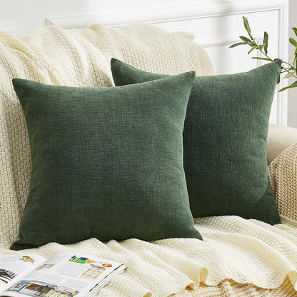 GAWAMAY Decorative Square Throw Pillow Covers 18"x18" Inch Set of 2, Super Soft Chenille Pillows Cover Fall Pillowcase for Living Room Bedroom Sofa Couch Cushion Cover Navy Blue 45x45cm (Only Covers)