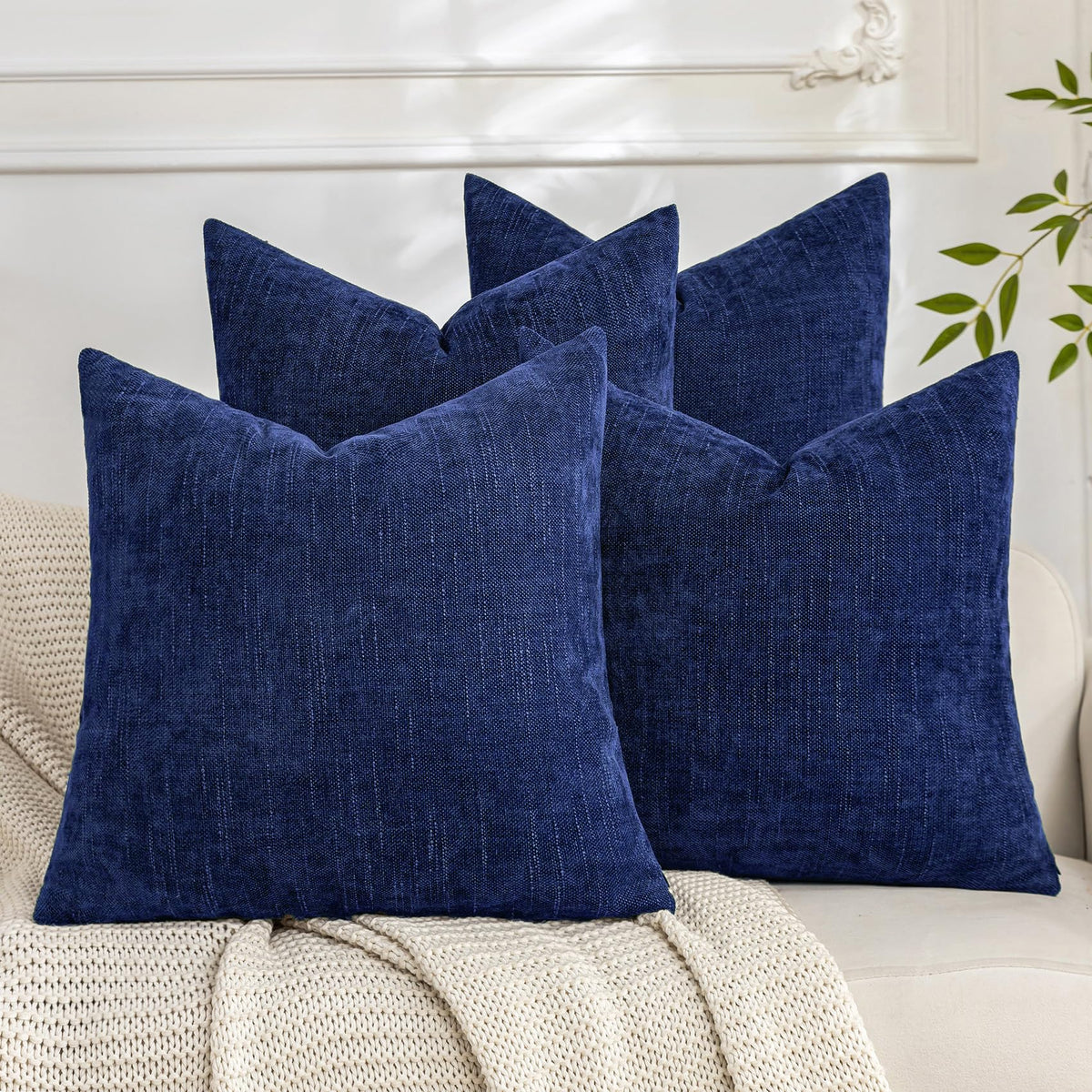 Set of 4 Soft Textured Throw Pillow Covers 18x18 Inch Cozy Decorative Farmhouse Cushion Cover Square Accent Pillow Cases for Bed Couch Sofa Living Room, Beige Taupe Brown