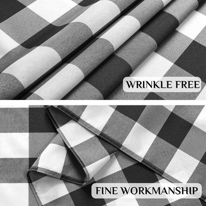 Softalker Gingham Tablecloth Rectangle, Black and White, 60 x 84 Inch