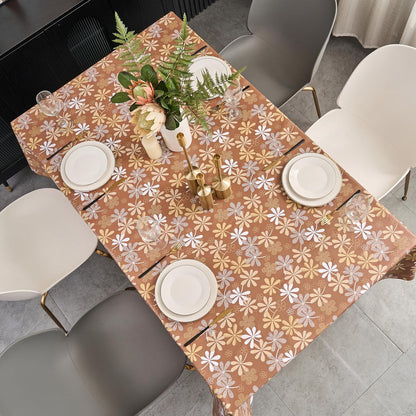 Pioggia Vinyl Tablecloth with Flannel Backed Rectangle Waterproof Oil-Proof PVC Table Cloth Wipeable Spill-Proof Plastic Table Cover for Indoor and Outdoor