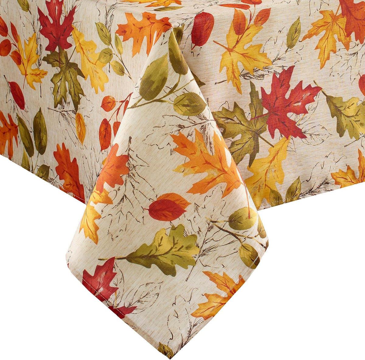 Threadmade Autumn Leaves Fall Printed Tablecloth, Multicolor - 60"W x 84"L