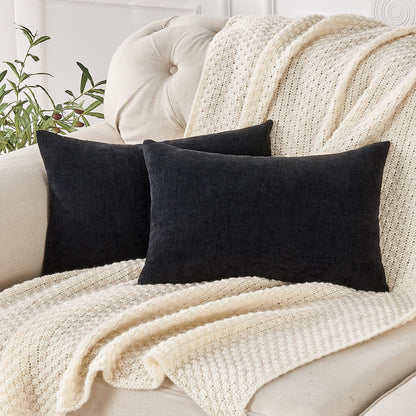 GAWAMAY Decorative Square Throw Pillow Covers 18"x18" Inch Set of 2, Super Soft Chenille Pillows Cover Fall Pillowcase for Living Room Bedroom Sofa Couch Cushion Cover Navy Blue 45x45cm (Only Covers)