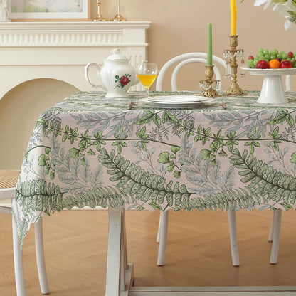 Rectangle Waterproof Tablecloth Linen Textured Table Cloth,Stain and Wrinkle Resistant Washable Fabric Table Cover for Dining, Party, Camping and Outdoor, 52 x 70 Inch, Vine Bloom