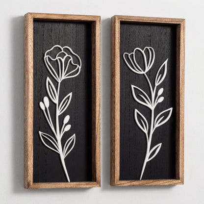 Tide and Tales 3d Framed Wall Art, Set of 4, Floral Boho Wall Decor