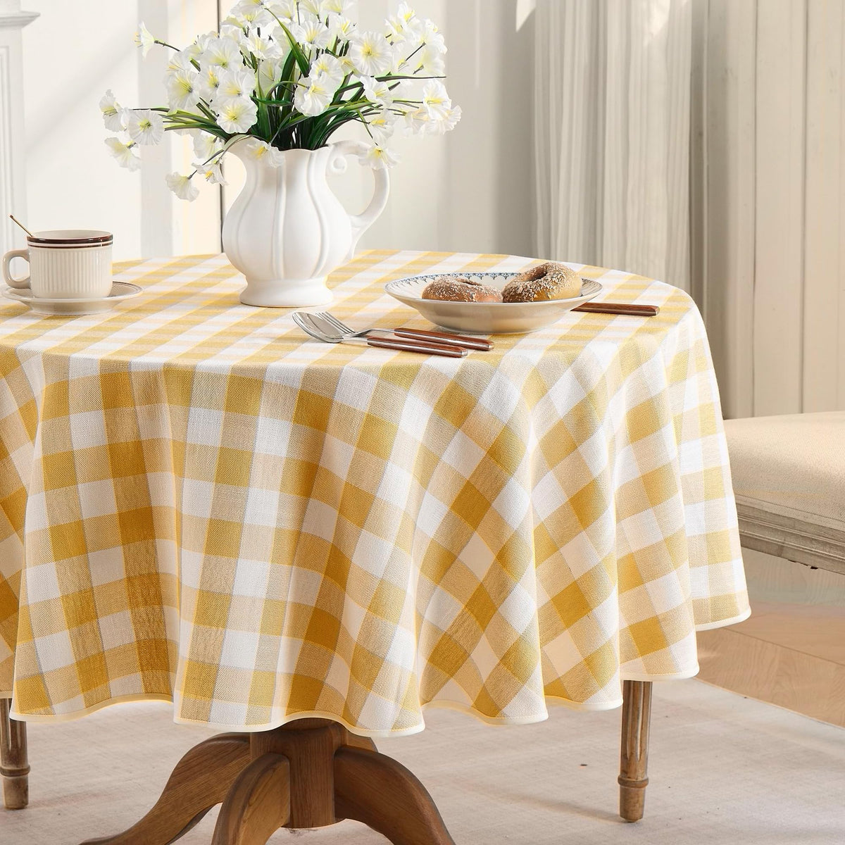 Gingham Tablecloth Rectangle Table, Cotton Linen Style Picnic Checkered Table Cloth Farmhouse Washable Wrinkle Free Buffalo Plaid Table Cover for Outdoor Birthday Party, Pink, 60x75