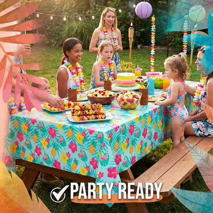 Trendables 2 Pack Disposable Summer Tablecloth 54 x 108 Inch – Waterproof Plastic Table Covers, Rectangular, Durable & Spill-Proof for Parties, BBQ, Picnic, Outdoor & Indoor Use
