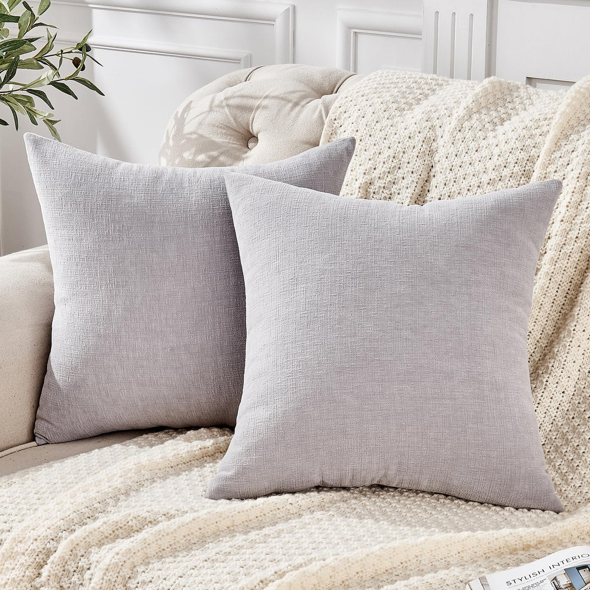 GAWAMAY Decorative Square Throw Pillow Covers 18"x18" Inch Set of 2, Super Soft Chenille Pillows Cover Fall Pillowcase for Living Room Bedroom Sofa Couch Cushion Cover Navy Blue 45x45cm (Only Covers)
