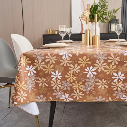 Pioggia Vinyl Tablecloth with Flannel Backed Rectangle Waterproof Oil-Proof PVC Table Cloth Wipeable Spill-Proof Plastic Table Cover for Indoor and Outdoor