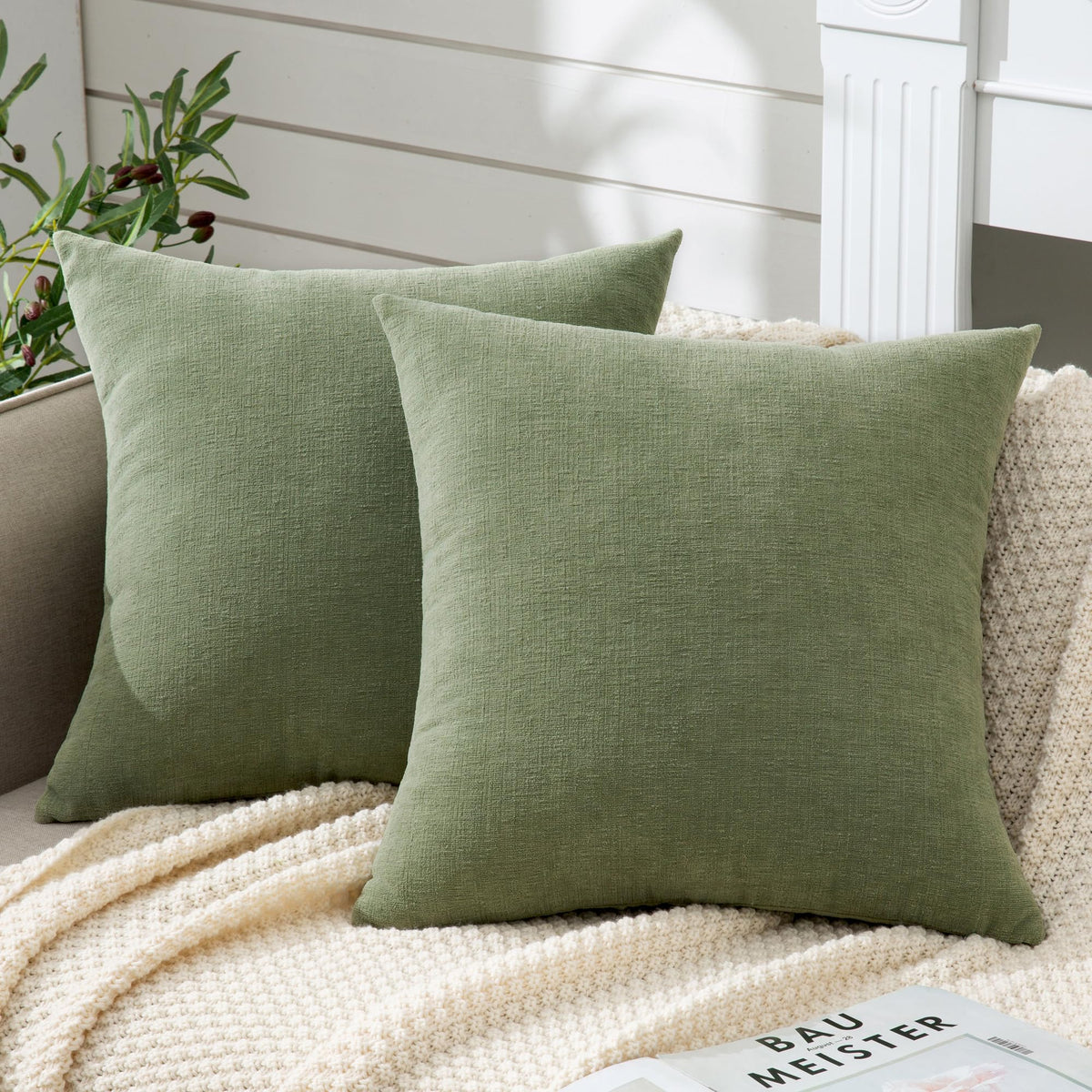GAWAMAY Decorative Square Throw Pillow Covers 18"x18" Inch Set of 2, Super Soft Chenille Pillows Cover Fall Pillowcase for Living Room Bedroom Sofa Couch Cushion Cover Navy Blue 45x45cm (Only Covers)