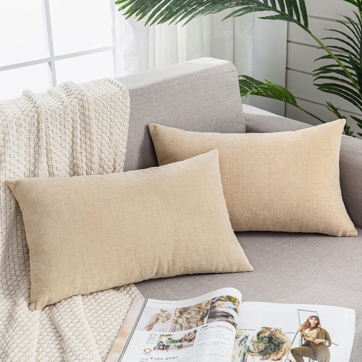 GAWAMAY Decorative Square Throw Pillow Covers 18"x18" Inch Set of 2, Super Soft Chenille Pillows Cover Fall Pillowcase for Living Room Bedroom Sofa Couch Cushion Cover Navy Blue 45x45cm (Only Covers)
