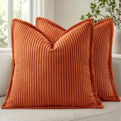 MIULEE Couch Pillow Covers 18x18 Olive Green Textured Corduroy