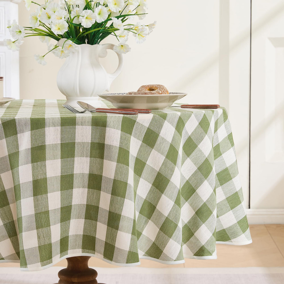 Gingham Tablecloth Rectangle Table, Cotton Linen Style Picnic Checkered Table Cloth Farmhouse Washable Wrinkle Free Buffalo Plaid Table Cover for Outdoor Birthday Party, Pink, 60x75