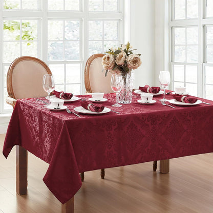 Caiden Elegance Damask Tablecloth, Cranberry - 60" W x 120" L