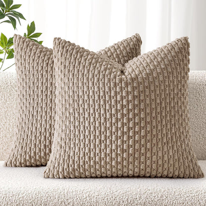 MIULEE Decorative Throw Pillow Covers 18x18 Sage Green Textured Corduroy