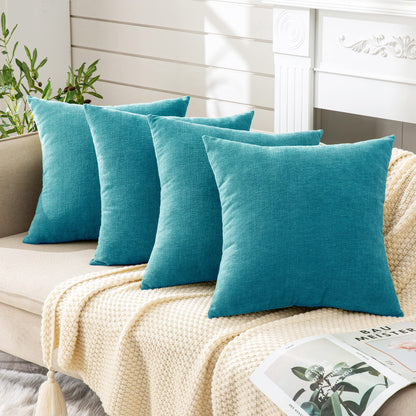 GAWAMAY Decorative Square Throw Pillow Covers 18"x18" Inch Set of 2, Super Soft Chenille Pillows Cover Fall Pillowcase for Living Room Bedroom Sofa Couch Cushion Cover Navy Blue 45x45cm (Only Covers)