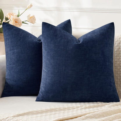 MIULEE Olive Green Chenille Couch Throw Pillow Covers, 18x18