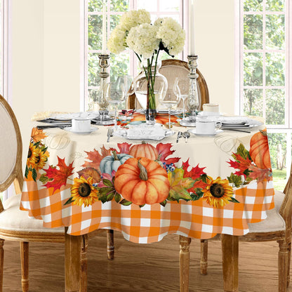 Hexagram Fall Tablecloth 60 x 84 Inches, Plaid Fall Table Cloth Rectangle