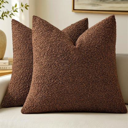 MIULEE 20x20 Decorative Boucle Couch Pillow Covers Brown