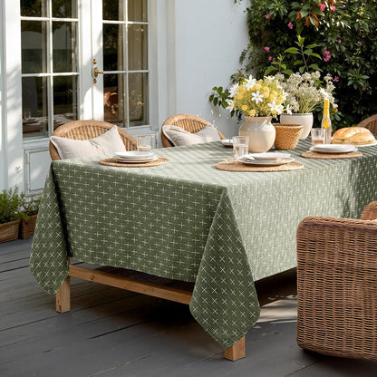 MIULEE Olive Green Rectangle Cross-Star Textured Table Cloth 52x70 Inch