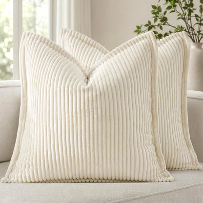 MIULEE Couch Pillow Covers 18x18 Olive Green Textured Corduroy