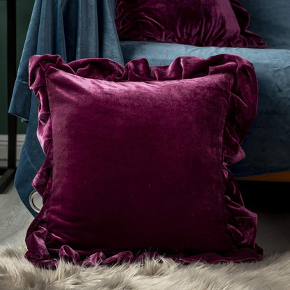 GLORY SEASON Velvet Throw Pillow Cover Soft Decorative Luxurious Solid Square Cushion Case for Sofa Couch Bedroom Farmhouse,Pack of 2, 18 x 18 Inches, Amaranth