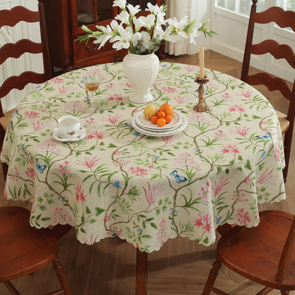 Rectangle Waterproof Tablecloth Linen Textured Table Cloth,Stain and Wrinkle Resistant Washable Fabric Table Cover for Dining, Party, Camping and Outdoor, 52 x 70 Inch, Vine Bloom