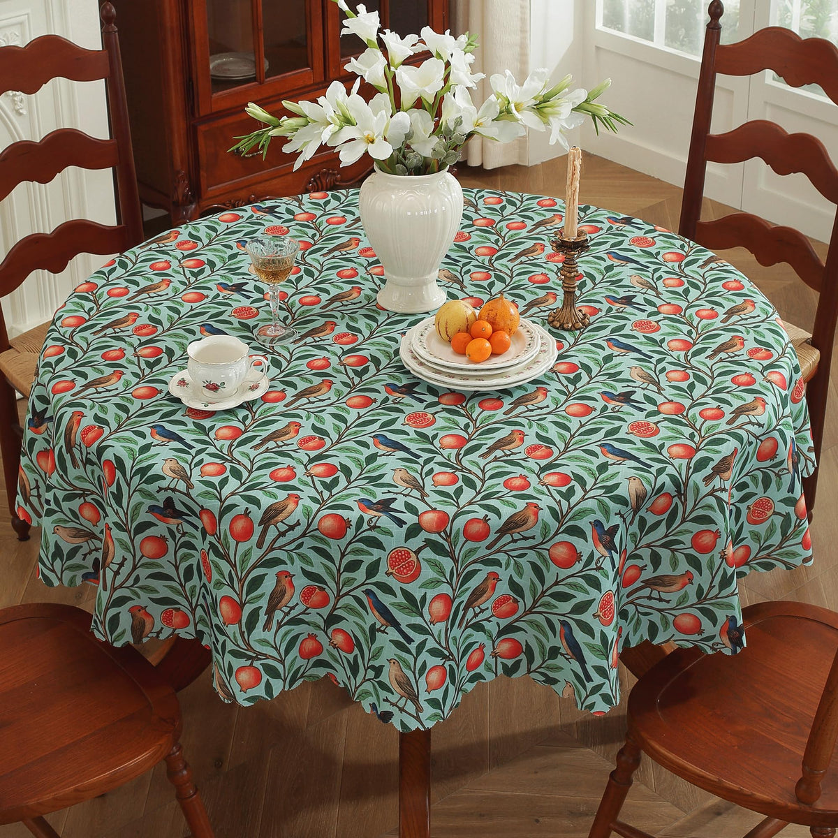 Rectangle Waterproof Tablecloth Linen Textured Table Cloth,Stain and Wrinkle Resistant Washable Fabric Table Cover for Dining, Party, Camping and Outdoor, 52 x 70 Inch, Vine Bloom