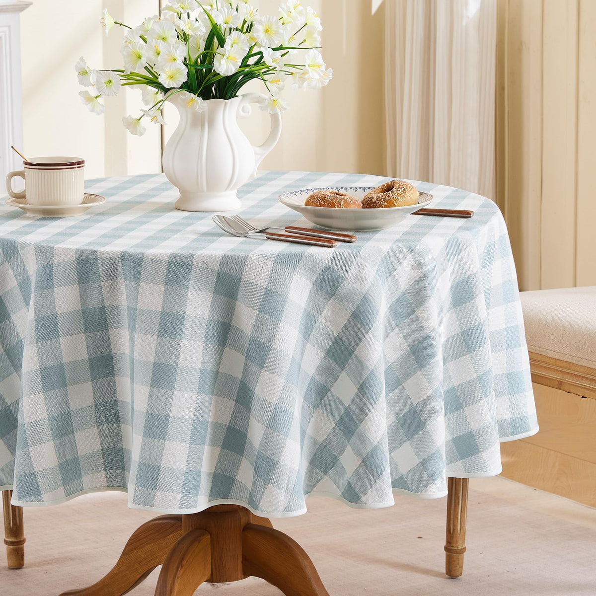 Gingham Tablecloth Rectangle Table, Cotton Linen Style Picnic Checkered Table Cloth Farmhouse Washable Wrinkle Free Buffalo Plaid Table Cover for Outdoor Birthday Party, Pink, 60x75