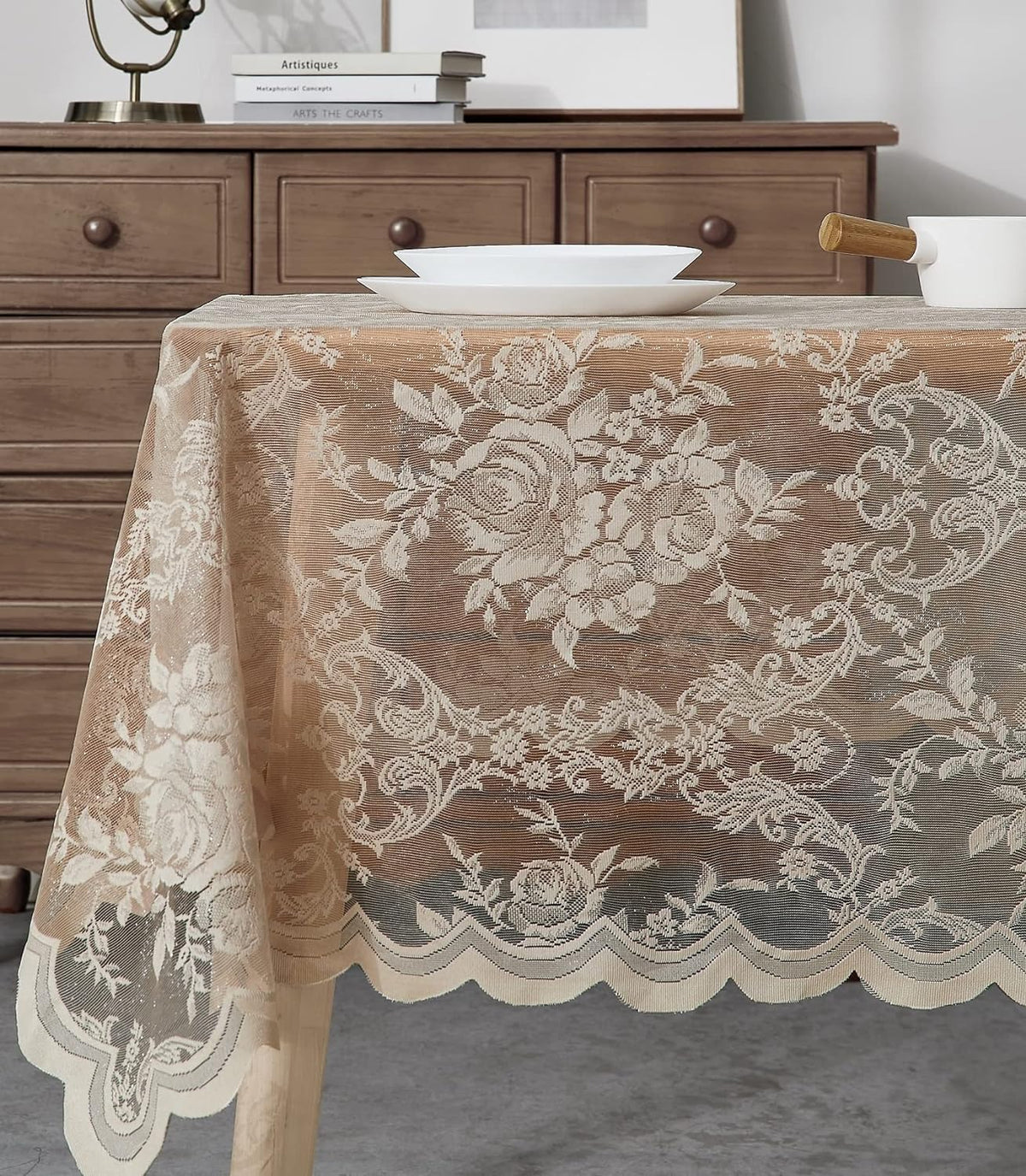 Warm Home Designs 60 x 120 Gold Rectangle Lace Tablecloth. LTC Linen 120