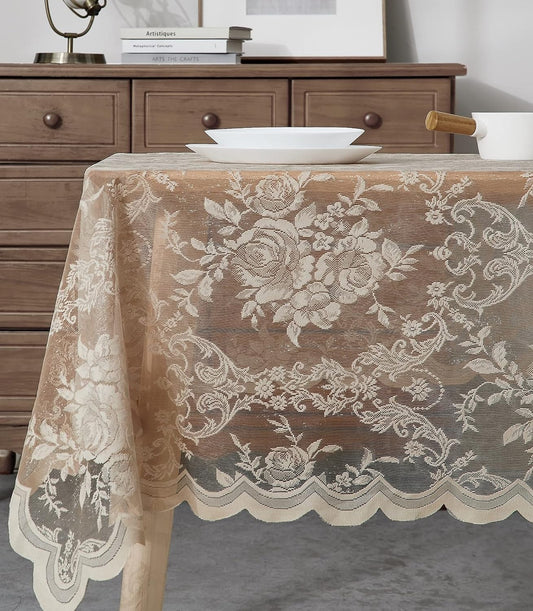 Warm Home Designs 60 x 120 Gold Rectangle Lace Tablecloth. LTC Linen 120