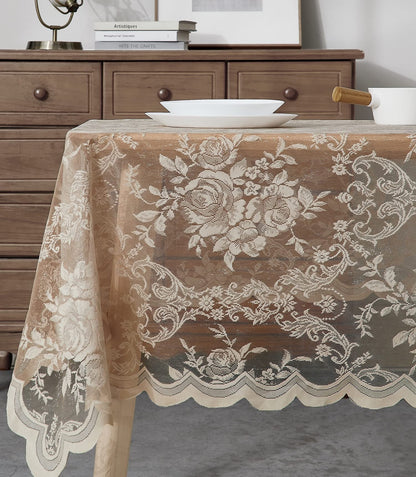 Warm Home Designs 60 x 120 Gold Rectangle Lace Tablecloth. LTC Linen 120