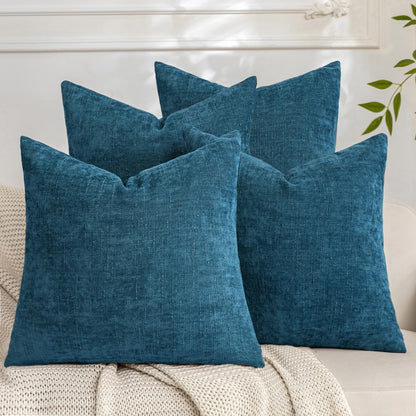 Set of 4 Soft Textured Throw Pillow Covers 18x18 Inch Cozy Decorative Farmhouse Cushion Cover Square Accent Pillow Cases for Bed Couch Sofa Living Room, Beige Taupe Brown