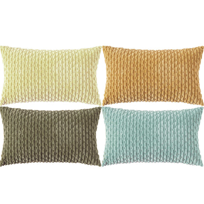 Set of 4 Neutral Decorative Throw Pillow Covers 18x18 Inch Corduroy Pillow Covers for Bed Couch Sofa Living Room Soft Square Cushion Cases