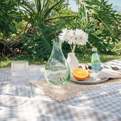 MONDAY MOOSE Gingham Checkered Farmhouse Rustic Picnic Style Decoration Rectangle Natural Stonewashed Cotton Tablecloth for Kitchen, Dining Room, Restaurant (60x102 inch, Beige)